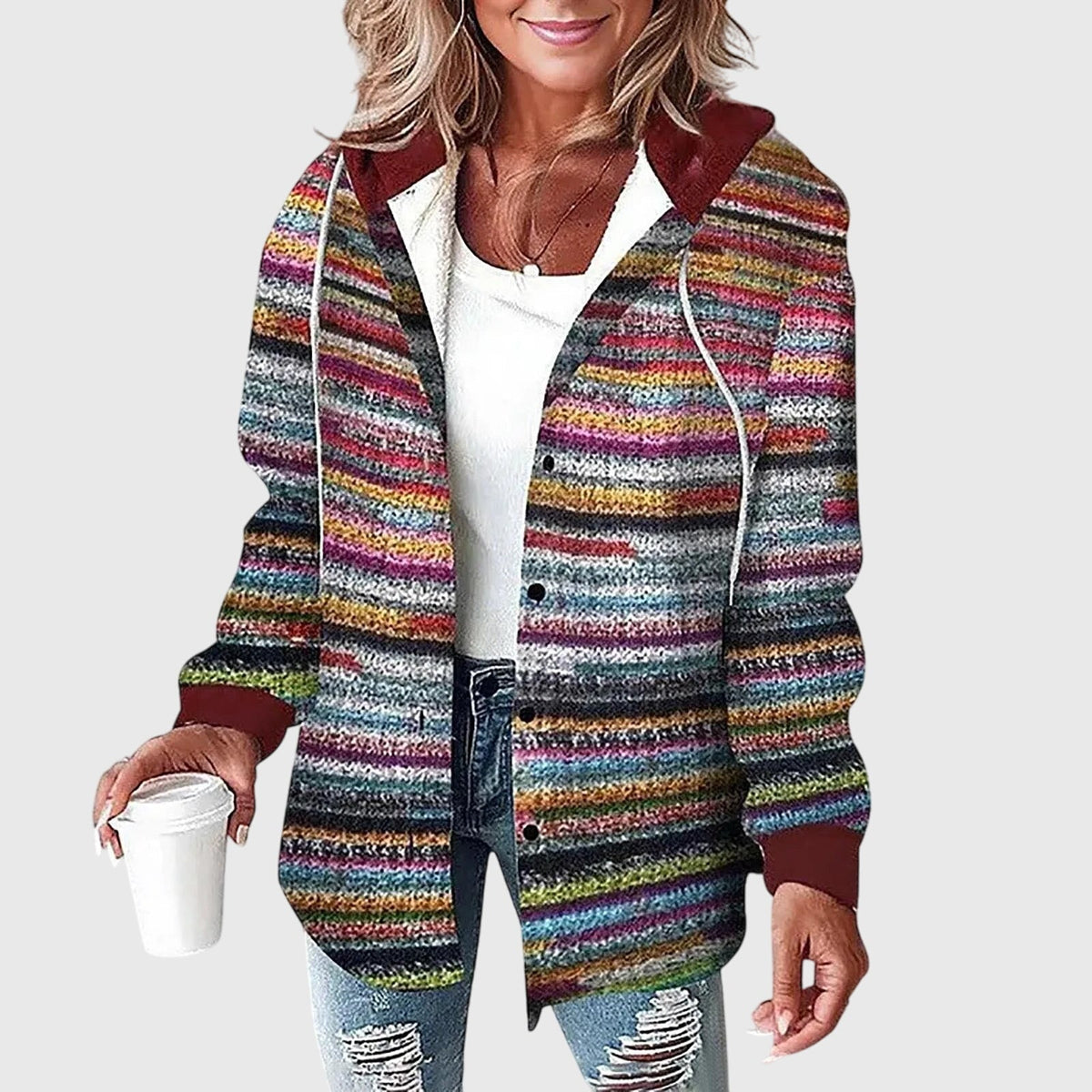Vaelina - Women's Mesh Button Placket Jacket