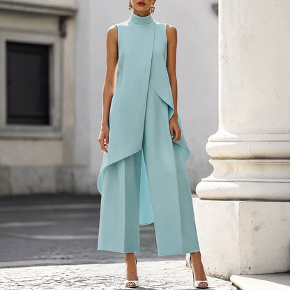 VALENTINA | ELEGANT HIGH-NECK DRAPED JUMPSUIT